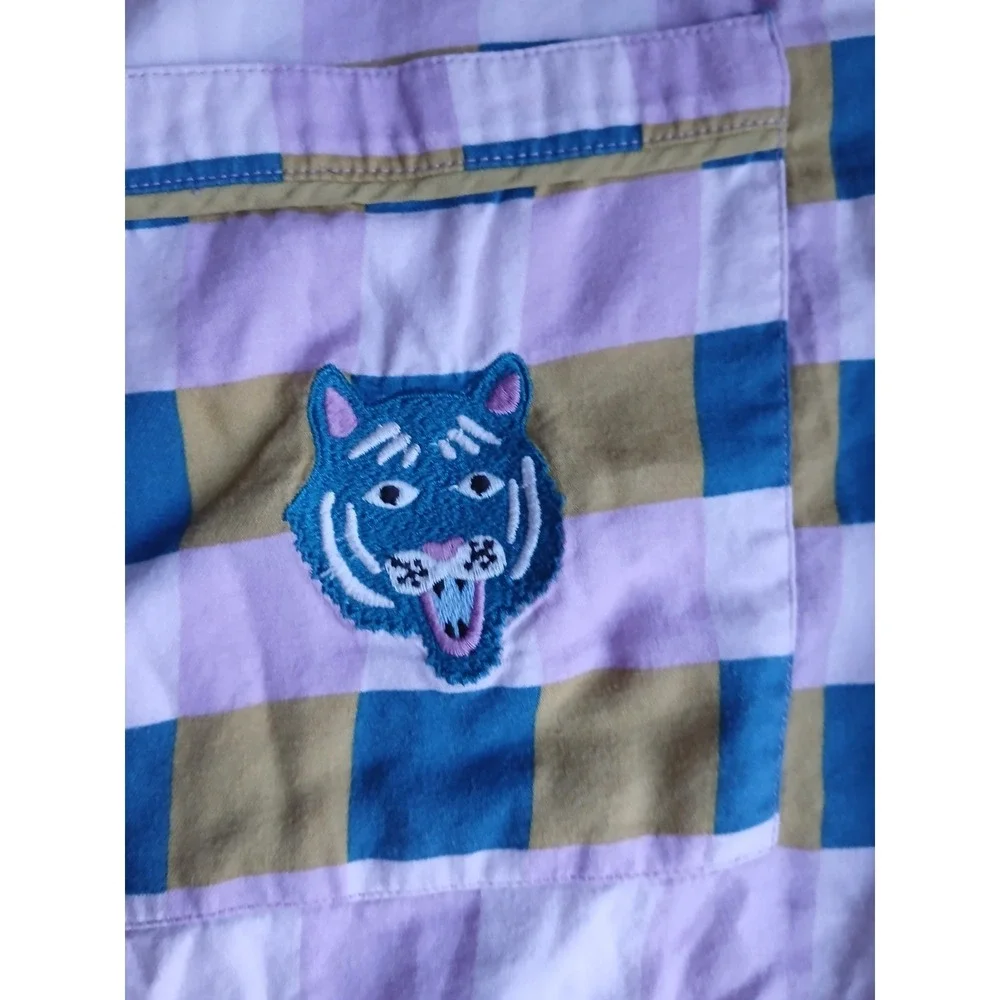 Anthropologie Pajama Set Medium Pants Tiger Checkered Comfort Lounge Sleep - Picture 13 of 16